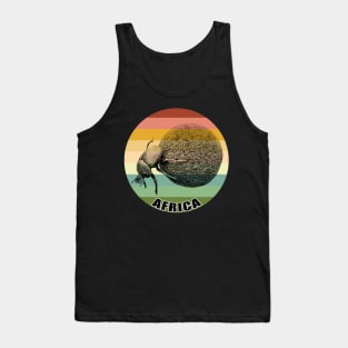 Dung Beetle Pushing Dung Ball on Vintage Retro Africa Sunset Tank Top